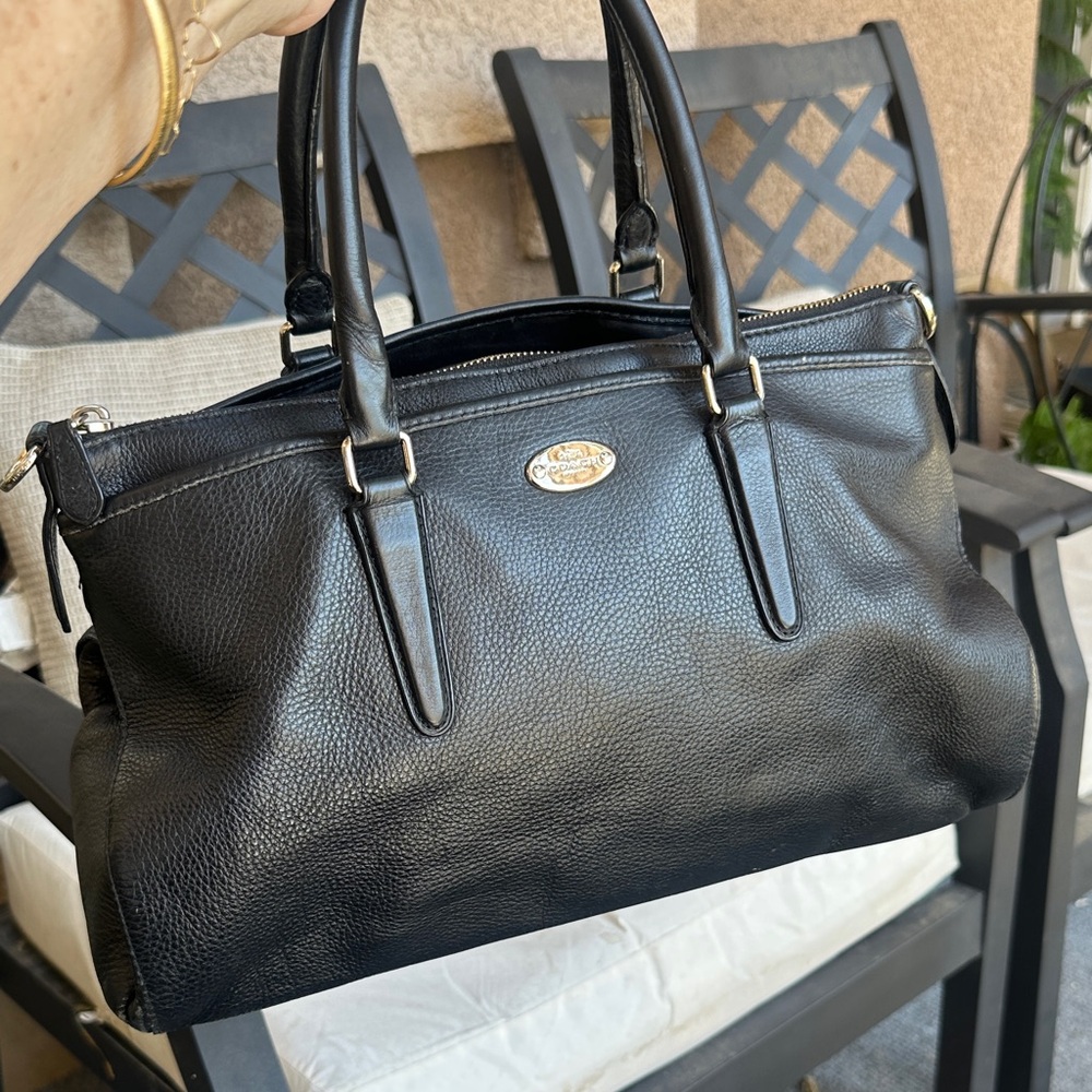 Black Pebbled Leather Coach Satchel
